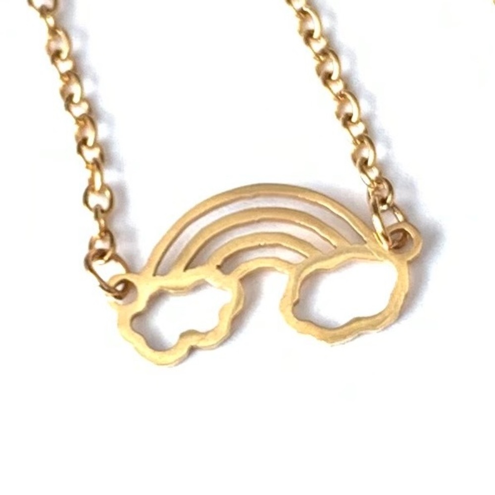 Rainbow Charm Stainless Steel Chain Necklace